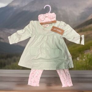 Kit + Pearl Baby Girl Outfit Set Dress Leggings Headband 6–9 Months NWT